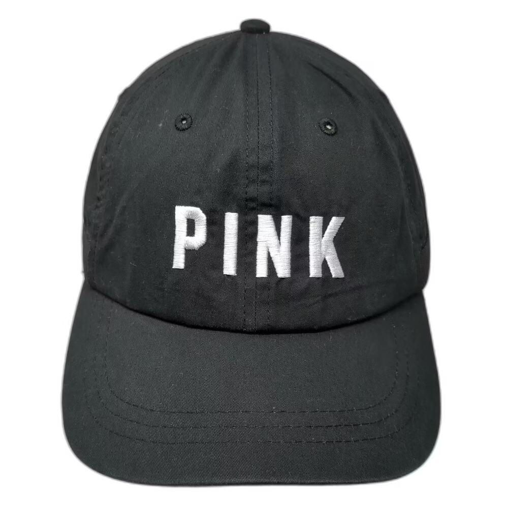 Victoria's Secret PINK Baseball Cap Black One Size Embroidered Adjustable Hat